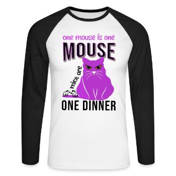 Une souris une souris chat parler mot gros chat - T-shirt baseball manches longues Homme - blanc/noir - Devant - Nik (191cm)
