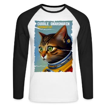 Cosmonaut Cat - Cuddle Gnargnarin - Unisex Long Sleeve Baseball T-Shirt - white/black - Front - Nik (191cm)