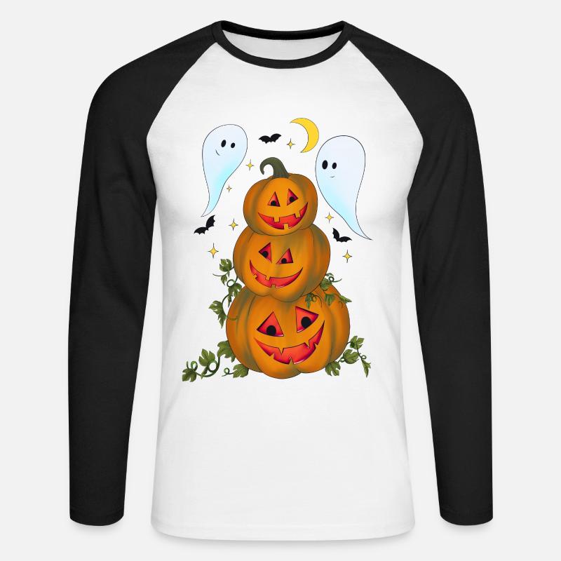 Pumpkin party - Unisex Baseballshirt langarm - Weiß/Schwarz