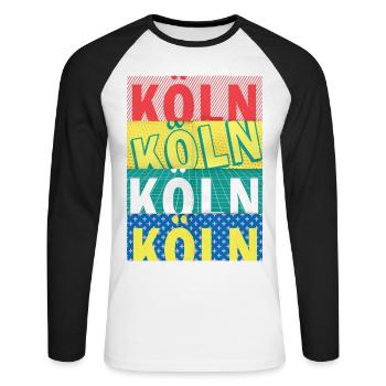 Cologne Germany City Font Skyline - Unisex Long Sleeve Baseball T-Shirt - white/black - Front - Nik (191cm)