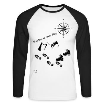 Wandern - Unisex Baseballshirt langarm - Weiß/Schwarz - Vorne - Nik (191cm)