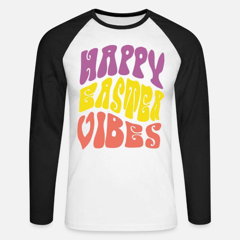 Happy Easter Vibes - Unisex Baseballshirt langarm - Weiß/Schwarz