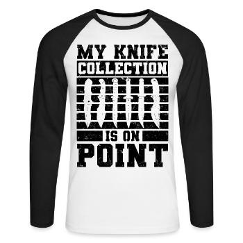 Knives Collecting, Knife Collectors, Army Knives, Gifts - Unisex Long Sleeve Baseball T-Shirt - white/black - Front - Nik (191cm)