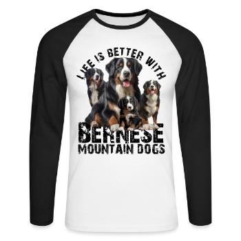 Berner Sennenhund - Unisex Baseballshirt langarm - Weiß/Schwarz - Vorne - Nik (191cm)