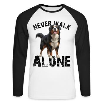 Bernese Mountain Dog - Unisex Long Sleeve Baseball T-Shirt - white/black - Front - Nik (191cm)