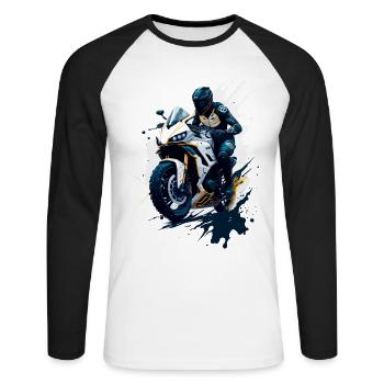 Sport motorcycle illustration - Unisex Long Sleeve Baseball T-Shirt - white/black - Front - Nik (191cm)