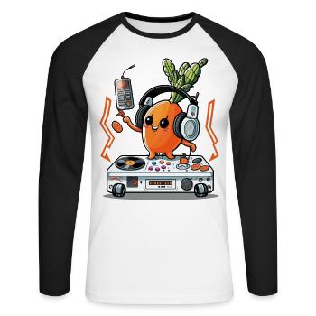 The Carrot Party - Unisex Long Sleeve Baseball T-Shirt - white/black - Front - Nik (191cm)