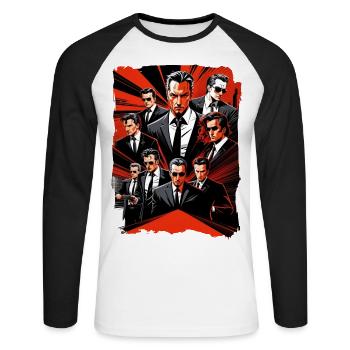 Cartoon-Gangster - Unisex Baseballshirt langarm - Weiß/Schwarz - Vorne - Nik (191cm)