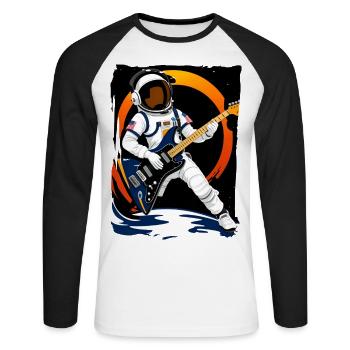 Astronaut spielt im All Gitarre - Unisex Baseballshirt langarm - Weiß/Schwarz - Vorne - Nik (191cm)