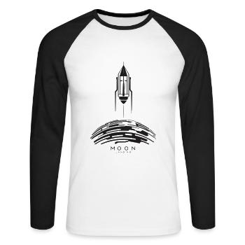 Moon landing: Rocket flight over lunar surface - Unisex Long Sleeve Baseball T-Shirt - white/black - Front - Nik (191cm)