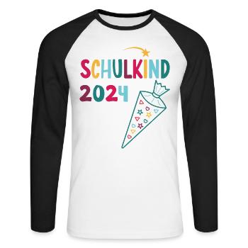 Début de l’inscription scolaire enfant scolaire 2024 - T-shirt baseball manches longues Homme - blanc/noir - Devant - Nik (191cm)