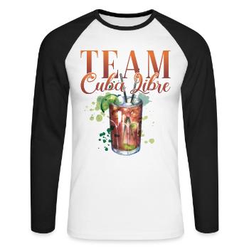 Team Cuba Libre Cocktail Barkeeper - Unisex Baseballshirt langarm - Weiß/Schwarz - Vorne - Nik (191cm)