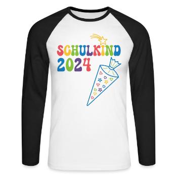 Début de l’inscription scolaire enfant scolaire 2024 - T-shirt baseball manches longues Homme - blanc/noir - Devant - Nik (191cm)