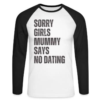 Sorry Girl Mom dit qu’il n’y a pas de rendez-vous - T-shirt baseball manches longues Homme - blanc/noir - Devant - Nik (191cm)