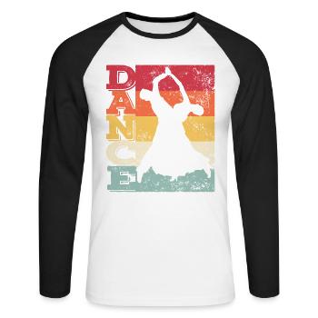 Ballroom Dance Viennese Waltz - Unisex Long Sleeve Baseball T-Shirt - white/black - Front - Nik (191cm)