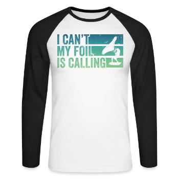 Wing Foil Wingsurfing Foil Wing - Unisex Baseballshirt langarm - Weiß/Schwarz - Vorne - Nik (191cm)