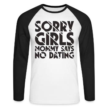 Sorry Girl Mom dit qu’il n’y a pas de rendez-vous - T-shirt baseball manches longues Homme - blanc/noir - Devant - Nik (191cm)