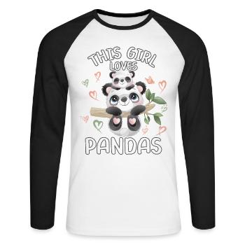 Dieses Maedchen Liebt Pandas - Unisex Baseballshirt langarm - Weiß/Schwarz - Vorne - Nik (191cm)