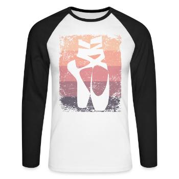 Ballettschuhe Vintage Frau Ballerina - Unisex Baseballshirt langarm - Weiß/Schwarz - Vorne - Nik (191cm)