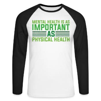 Mental Health Mental Stability - Unisex Long Sleeve Baseball T-Shirt - white/black - Front - Nik (191cm)