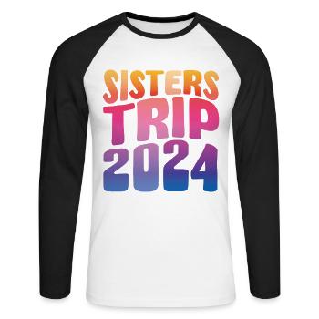 Sisters Trip 2024 - Unisex Baseballshirt langarm - Weiß/Schwarz - Vorne - Nik (191cm)