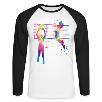 Joueurs de volley-ball Enfants Beach Volley - T-shirt baseball manches longues Homme - blanc/noir - Devant - Nik (191cm)