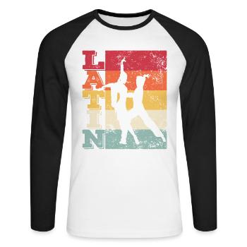 Danse latine Couple Formation rétro Rumba Danseur - T-shirt baseball manches longues Homme - blanc/noir - Devant - Nik (191cm)