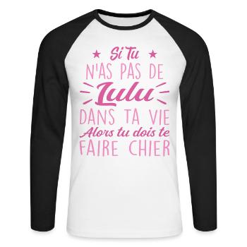 Si Tu N'as Pas De Lulu Dans Ta Vie Cadeau - T-shirt baseball manches longues Homme - blanc/noir - Devant - Nik (191cm)