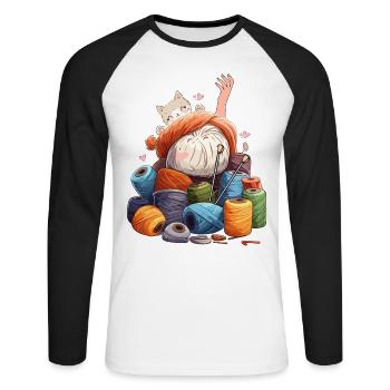 I'm Ok Crochet & Knitting Funny crochet knitting - Unisex Long Sleeve Baseball T-Shirt - white/black - Front - Nik (191cm)
