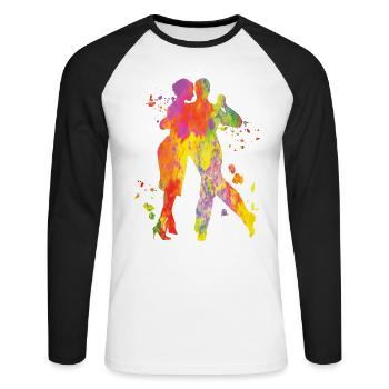 Argentinischer Tango Tanzen Milonga Vals - Unisex Baseballshirt langarm - Weiß/Schwarz - Vorne - Nik (191cm)