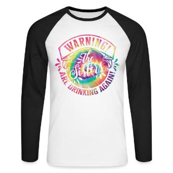 Warning The Girls Are Drinking Again - Unisex Long Sleeve Baseball T-Shirt - white/black - Front - Nik (191cm)