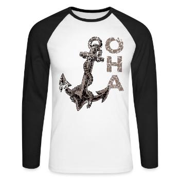 Oha Anker Norddeutsche Panikattacke - Unisex Baseballshirt langarm - Weiß/Schwarz - Vorne - Nik (191cm)