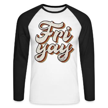 Fri Yay Teachers School Weekend Vibes - Unisex Baseballshirt langarm - Weiß/Schwarz - Vorne - Nik (191cm)