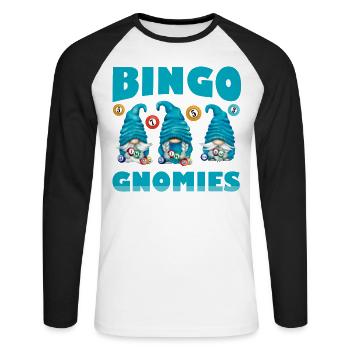 Bingo Gnomies Women Men Funny Bingo - Unisex Baseballshirt langarm - Weiß/Schwarz - Vorne - Nik (191cm)