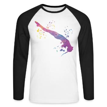 Synchronisierter Wassertaucher High Diver - Unisex Baseballshirt langarm - Weiß/Schwarz - Vorne - Nik (191cm)