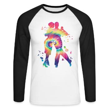 Argentinischer Tango Tanzen Milonga Vals - Unisex Baseballshirt langarm - Weiß/Schwarz - Vorne - Nik (191cm)