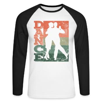Argentinischer Tango Tanzen Milonga Vals - Unisex Baseballshirt langarm - Weiß/Schwarz - Vorne - Nik (191cm)