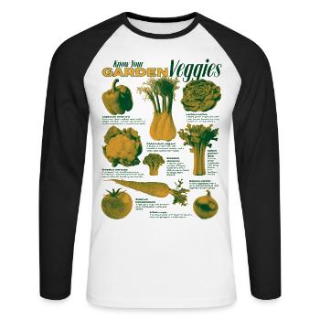 Kollektion Garten Veggies Gemüse Design - Unisex Baseballshirt langarm - Weiß/Schwarz - Vorne - Nik (191cm)