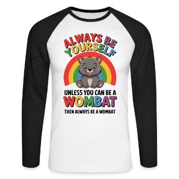 Wombat Spruch Australien Lustiges Wombats Geschenk - Unisex Baseballshirt langarm - Weiß/Schwarz - Vorne - Nik (191cm)