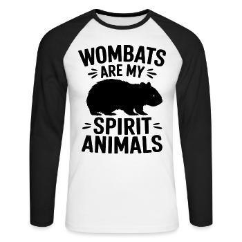 Wombat Spruch Australien Lustiges Wombats Geschenk - Unisex Baseballshirt langarm - Weiß/Schwarz - Vorne - Nik (191cm)