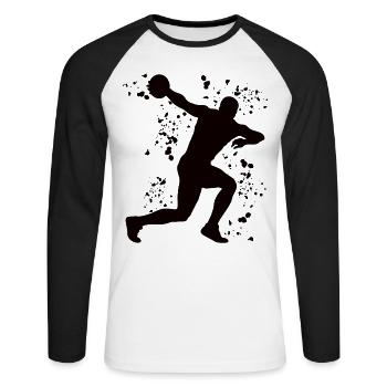 Diskuswerfer Colorsplash Diskuswurf - Unisex Baseballshirt langarm - Weiß/Schwarz - Vorne - Nik (191cm)