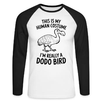 Dodo Dire Dodo Oiseau Drôle Dodo Cadeau - T-shirt baseball manches longues Homme - blanc/noir - Devant - Nik (191cm)