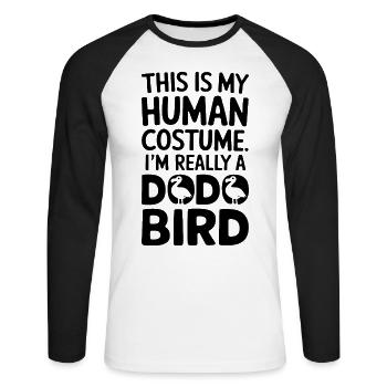 Dodo Dire Dodo Oiseau Drôle Dodo Cadeau - T-shirt baseball manches longues Homme - blanc/noir - Devant - Nik (191cm)