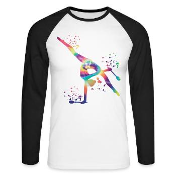 Gymnast With Clubs Rhythmic Gymnastics - Unisex Long Sleeve Baseball T-Shirt - white/black - Front - Nik (191cm)