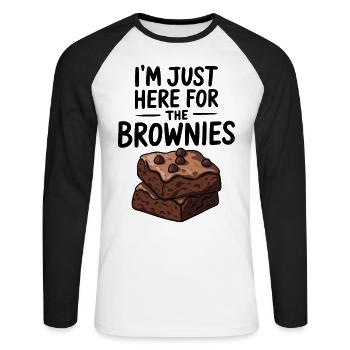 Brownies Spruch Gebäck Lustiges Brownie Geschenk - Unisex Baseballshirt langarm - Weiß/Schwarz - Vorne - Nik (191cm)