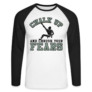 Kreide Und Zerquetsche Deine Ängste Beim Bouldern - Unisex Baseballshirt langarm - Weiß/Schwarz - Vorne - Nik (191cm)