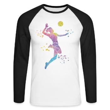 Joueurs de volley-ball Enfants Beach volley - T-shirt baseball manches longues Homme - blanc/noir - Devant - Nik (191cm)