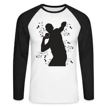Lanceur de poids Colorsplash Lancer de poids - T-shirt baseball manches longues Homme - blanc/noir - Devant - Nik (191cm)