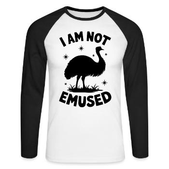 Emu Saying Australia Emus Funny Emu Gift - Unisex Long Sleeve Baseball T-Shirt - white/black - Front - Nik (191cm)