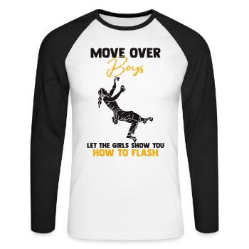 Macht Platz Jungs Boulderer Bouldern - Unisex Baseballshirt langarm - Weiß/Schwarz - Vorne - Nik (191cm)